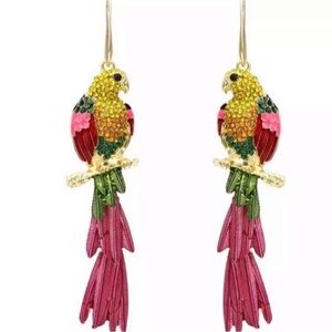 Zara Pink Tropical Bird Earrings
